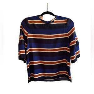 Jade Women's Top in Navy and Brown Stripes
